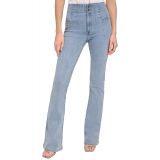 Womens Zip-Fly Mid-Rise Flare-Leg Denim Jeans