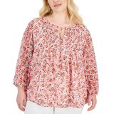 Plus Size Floral Pintucked Blouse