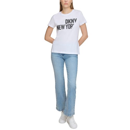 DKNY Womens Sliced Logo Print T-Shirt