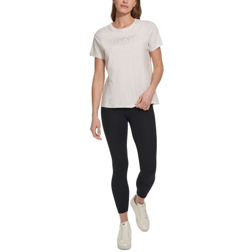 DKNY Womens Cotton Embellished-Logo T-Shirt