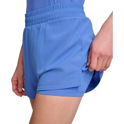 DKNY Womens Solid Double-Layer Training Shorts