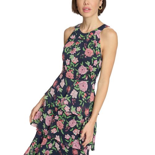 타미힐피거 Womens Floral-Print Ruffled Maxi Dress