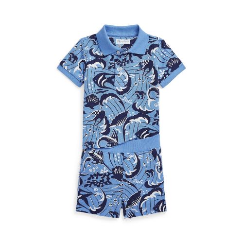 폴로 랄프로렌 Baby Boys Reef Print Cotton Polo Shirt and Shorts Set