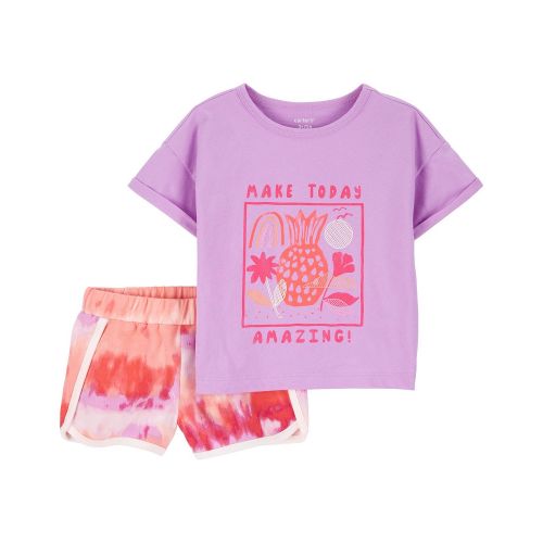 카터스 Toddler Girls Make Today Amazing T-shirt and Tie Dye Shorts 2 Piece Set