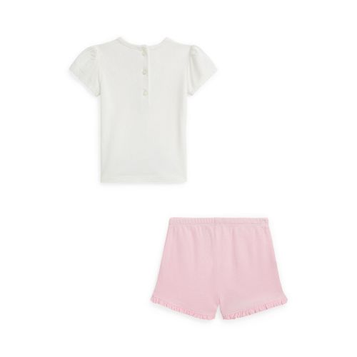 폴로 랄프로렌 Baby Girls Polo Bear Jersey T-shirt and Mesh Shorts Set