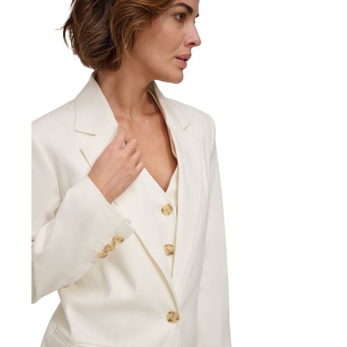 DKNY Womens Single-Button Long-Sleeve Blazer
