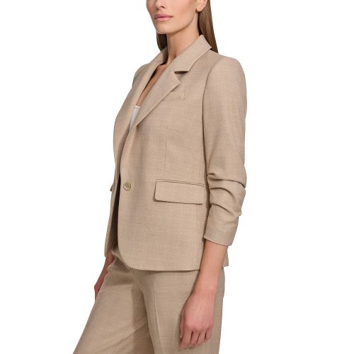 DKNY Petite Madison Notched-Collar Ruched-Sleeve Jacket