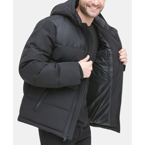 DKNY Mens Mixed-Media Puffer Coat