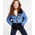 Womens Denim & Sherpa Puffer Jacket