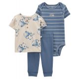 Baby Boys Play T Shirt Bodysuit and Joggers 3 Piece Set