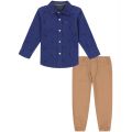 Toddler Boys Corduroy Logo Long Sleeve Button-Front Shirt and Twill Joggers 2 Piece Set