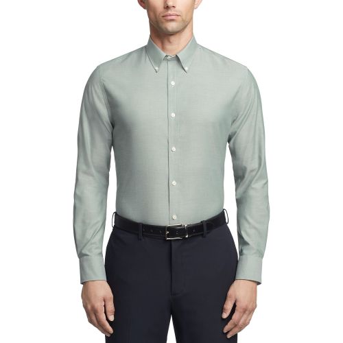 타미힐피거 Mens Flex Slim Fit Wrinkle Free Stretch Pinpoint Oxford Dress Shirt