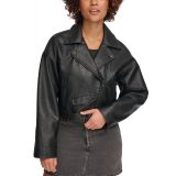 Womens Cropped Belted Moto Jacket