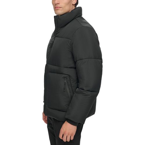 DKNY Mens Refined Quilted Full-Zip Stand Collar Puffer Jacket