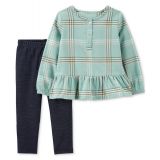 Toddler Girls Babydoll Shirt and Knit Denim Leggings 2 Piece Set