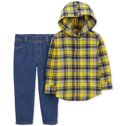 카터스 Toddler Boys Cotton Plaid Button-Front Shirt and Twill Denim Pants 2 Piece Set