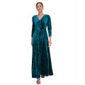 Womens Crushed-Velvet Belted Faux-Wrap Gown