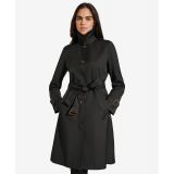 Womens Single-Breasted Pleated Trench Coat