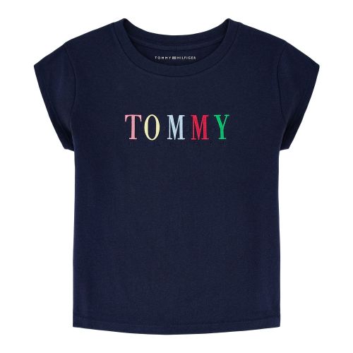 타미힐피거 Toddler Girls Embroidered Short Sleeve Boxy T-shirt