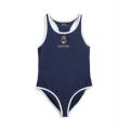 Toddler and Little Girls Polo Bear Round Neck One-Piece Swimsuit