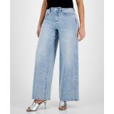 Womens High Rise Studded Wide Leg Jeans