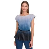 Womens Pleated Ombre Blouse