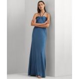 Womens Beaded Halter Jersey Gown