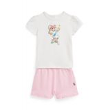Baby Girls Polo Bear Jersey T-shirt and Mesh Shorts Set