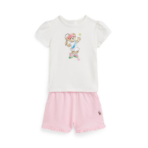 폴로 랄프로렌 Baby Girls Polo Bear Jersey T-shirt and Mesh Shorts Set