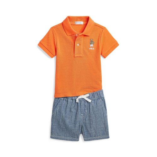 폴로 랄프로렌 Baby Boys Polo Bear Cotton Polo Shirt and Shorts Set