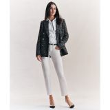 Womens Double-Breasted Boucle Blazer