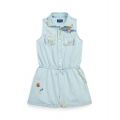 Big Girls Embroidered Cotton Chambray Romper