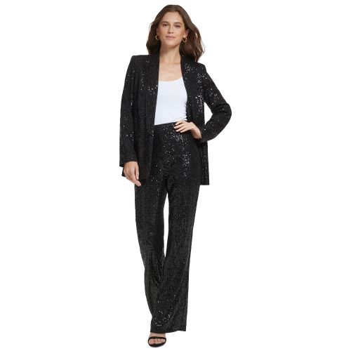 DKNY Womens Sequined Wide-Leg Pants