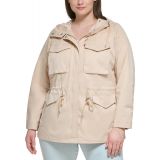 Plus Size Zip-Front Long-Sleeve Hooded Jacket