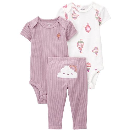 카터스 Baby Girls Cloud Bodysuits and Pants 3 Piece Set