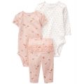 Baby Girls Butterfly Little Character Bodysuit and Pants 3 Piece Set