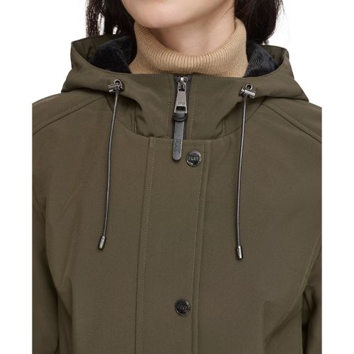 DKNY Womens Drawstring-Hood Snap-Front Anorak Raincoat