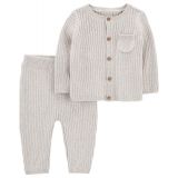 Baby Boys and Baby Girls Cardigan Sweater and Pants 2 Piece Set