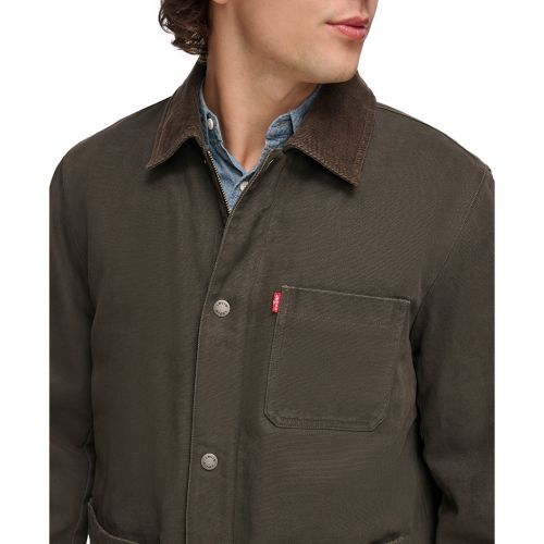 리바이스 Mens Plaid-Lined Canvas Chore Jacket