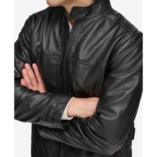 DKNY Mens Leather Racer Jacket