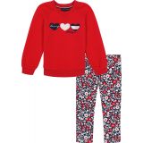Baby Girls Quilted Raglan Tunic and Floral Leggings 2 Piece Set