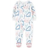 Toddler Girls 1-Piece Animal-Print Fleece Footed Pajama