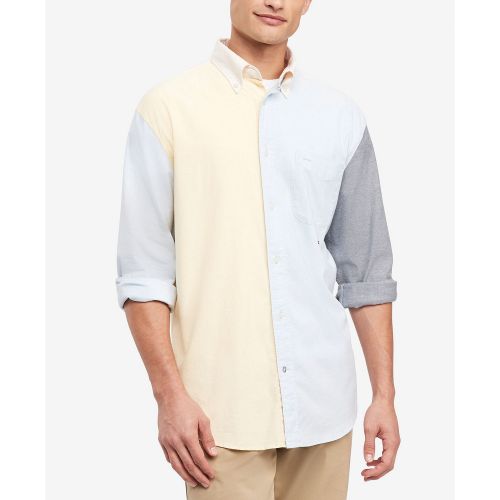 타미힐피거 Mens Regular-Fit Colorblocked Oxford Shirt