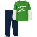 Toddler Boys 2-Pc. Happy Go Lucky Printed Layered-Look Long-Sleeve T-Shirt & Solid Joggers Set