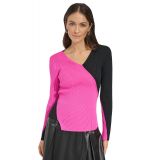 Womens Ribbed Colorblocked Asymmetrical Sweater