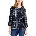 Womens Floral-Print Popover Blouse