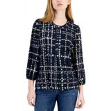 Womens Floral-Print Popover Blouse