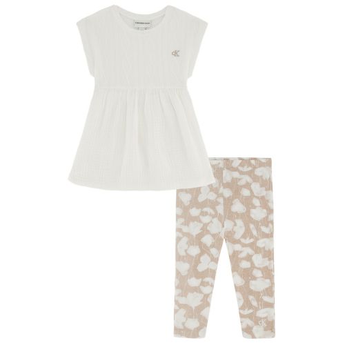  Toddler Girls Sweater and Muslin Tunic Top with Printed Stretch Leggings 2 Piece Set