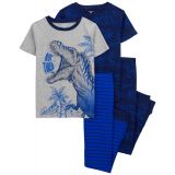 Little Boys Dinosaur Cotton Blend Pajamas 4 Piece Set