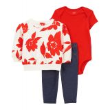 Baby Girls Little Pullover Bodysuit and Pants 3 Piece Set